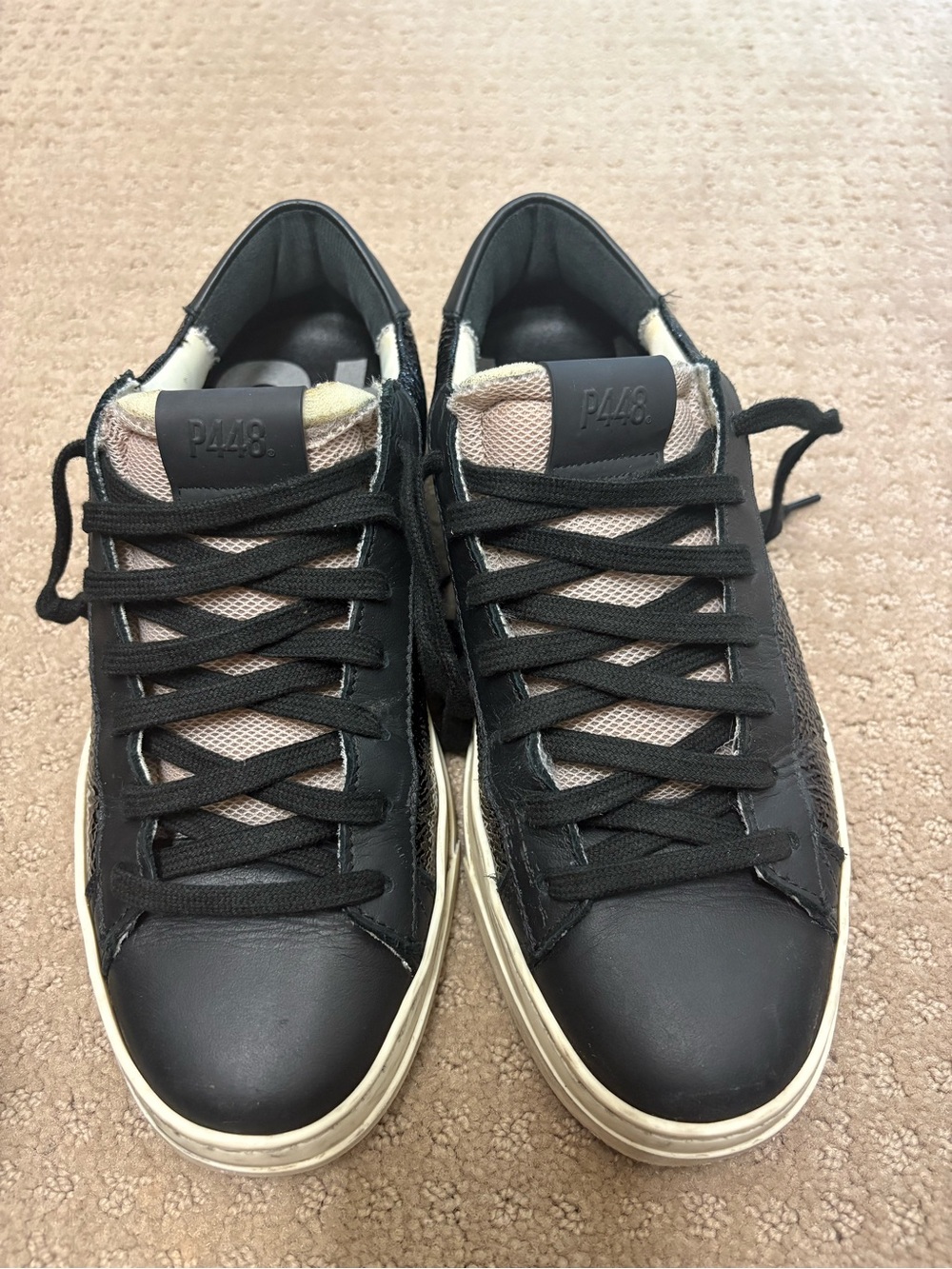 P448 Women’s Black Leather Sneakers – Made in Italy